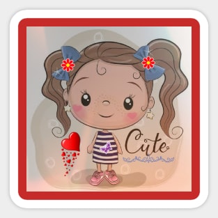 Cute little girl Sticker